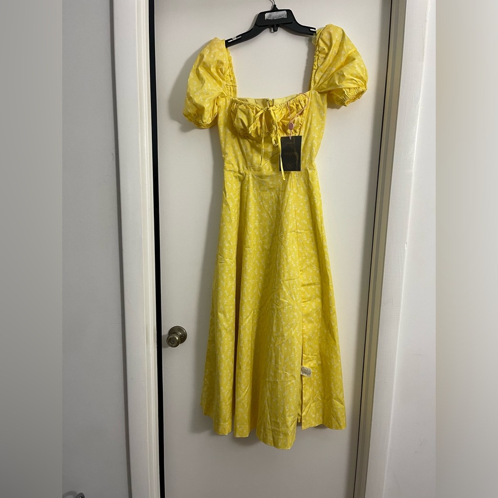 House of CB yellow maxi dress size small